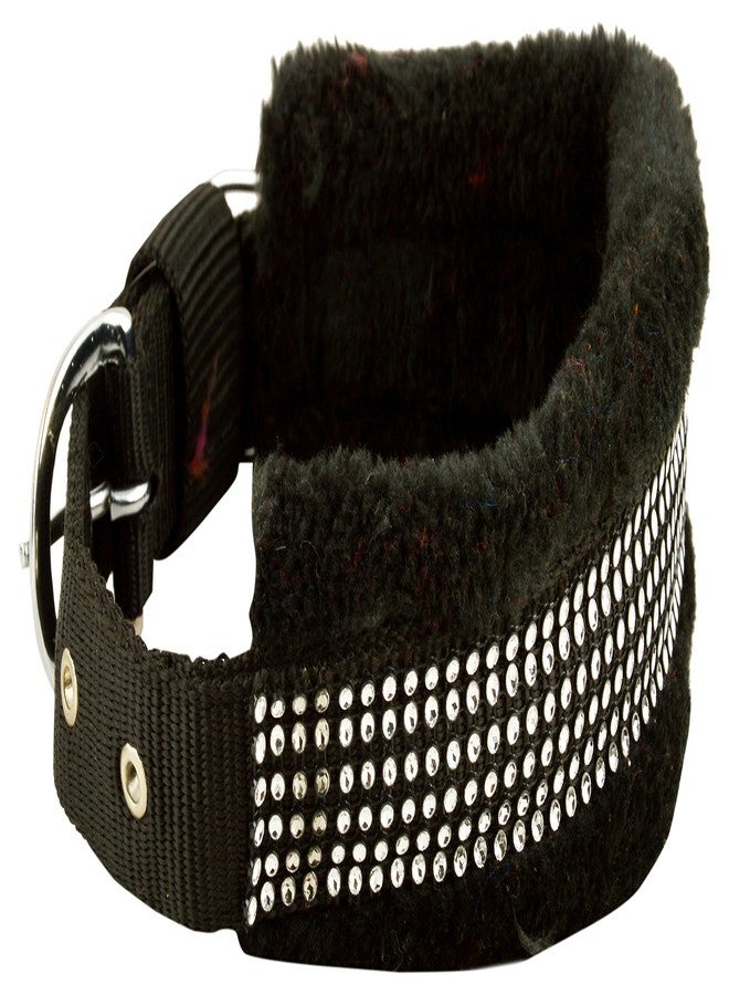 Skora Fancy Black Fur Dog Collar - Large, Black - Image 2